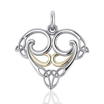 Eternal life’s significance ~ Sterling Silver Celtic Triquetra Pendant with 14k Gold Accent MPD1268 - Jewelry